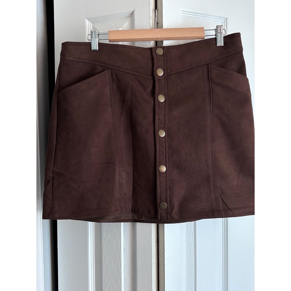 NWT Truth by Republic Faux Suede Mini Skirt XL Chocolate Brown MSRP $58 - Picture 4 of 10